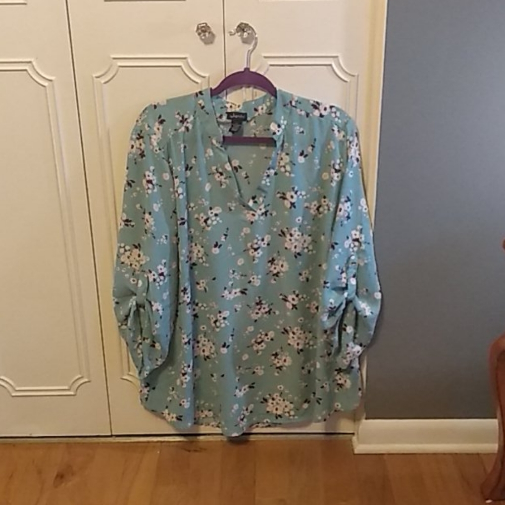 2X Blue floral blouse